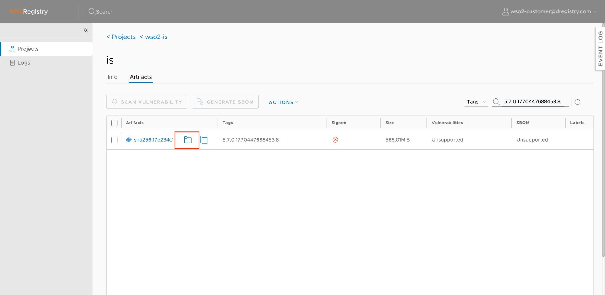 Click folder icon next to SHA