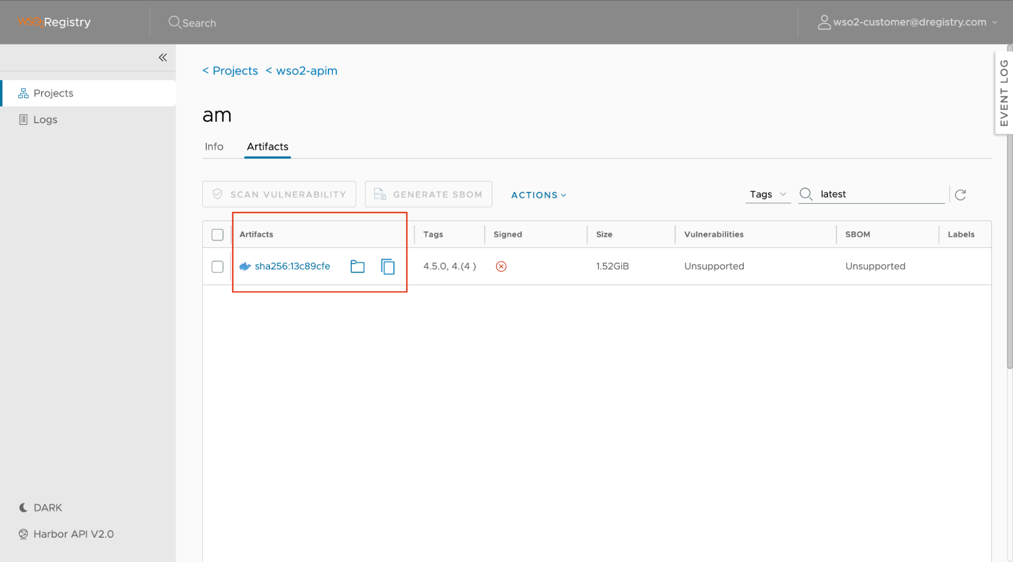 Pull command - SHA view