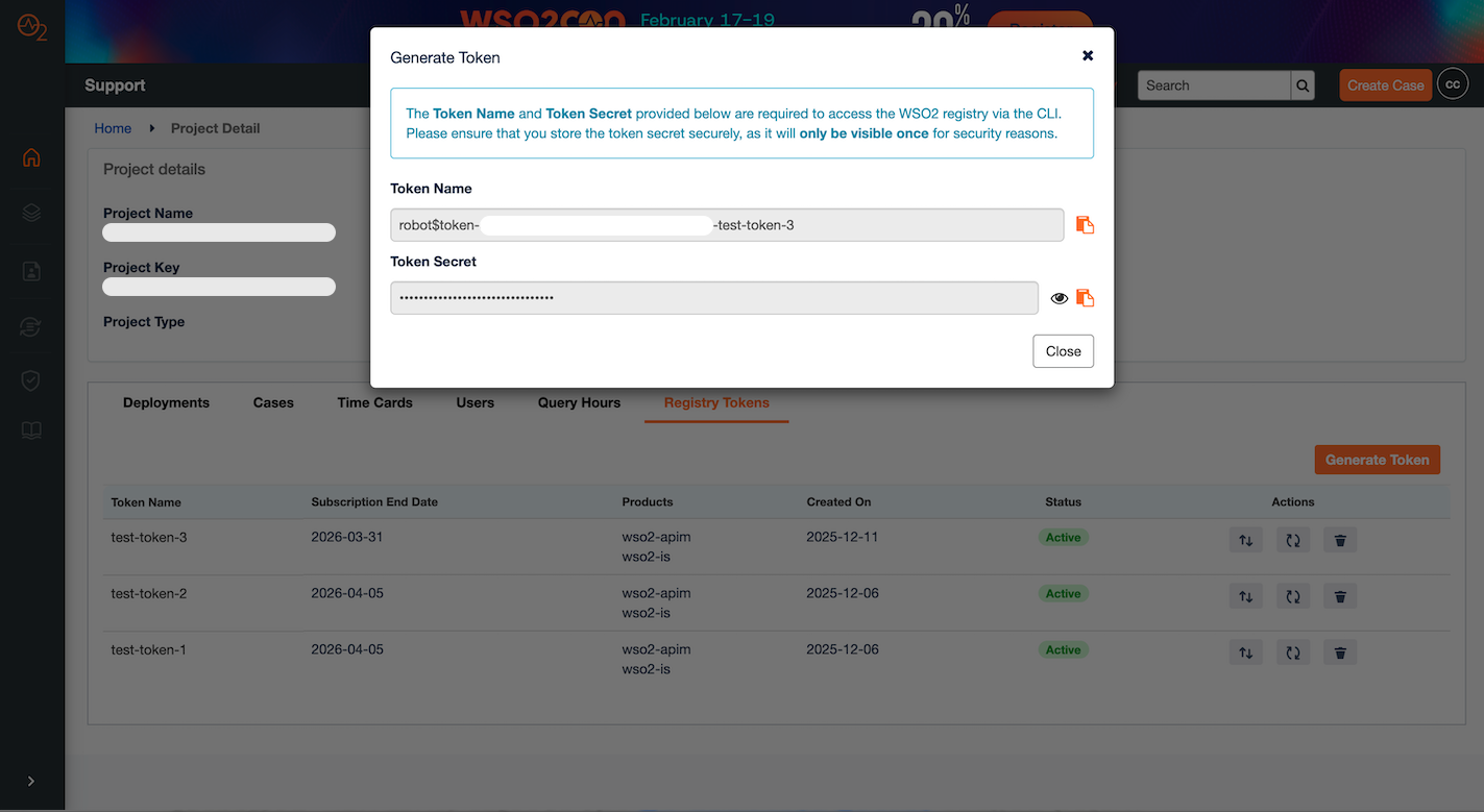 Generate token dialog 2